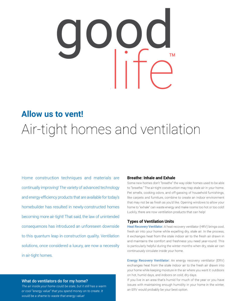 Air-Tight Homes and Ventilation