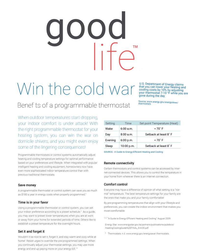 Win the Cold War. Benefits of a Programmable Thermostat